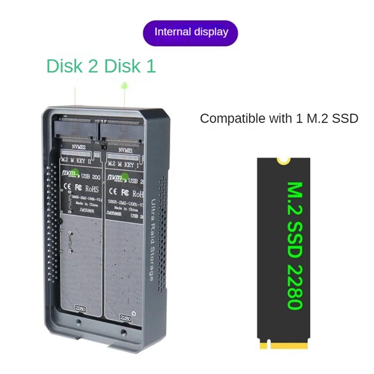 ITGZ M.2 NVME SSD RAID   HDD ָ Ʈ ̽ ϵ ũ ڽ   ϵ ̺ Ŭ TYPE-C, USB3.2, GEN2X2, 20Gbps